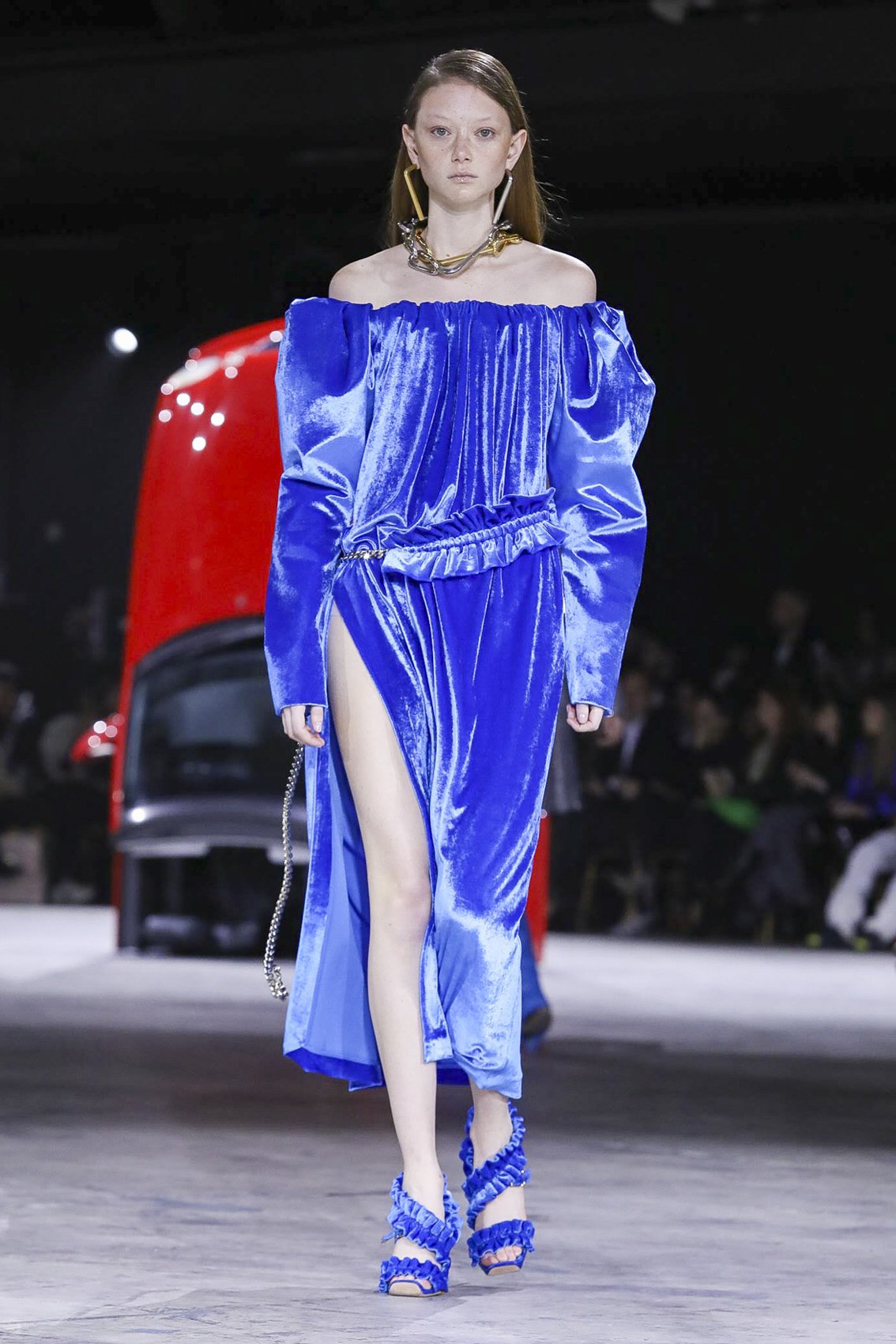 Off white blue velvet on sale dress