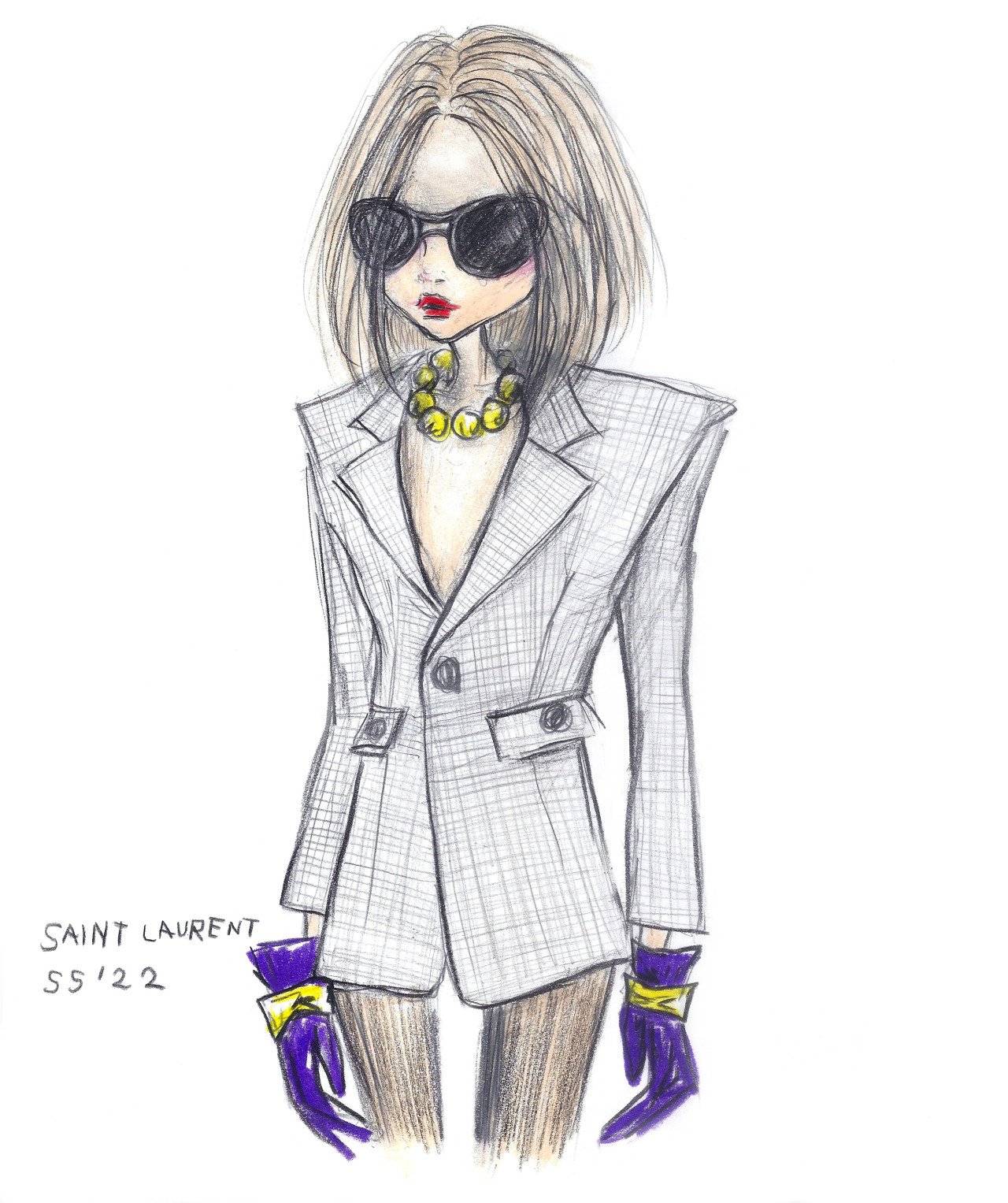 Fashion Model Sketch Vector Illustration Girls In The Suit With Pants Stock  Illustration - Download Image Now - iStock