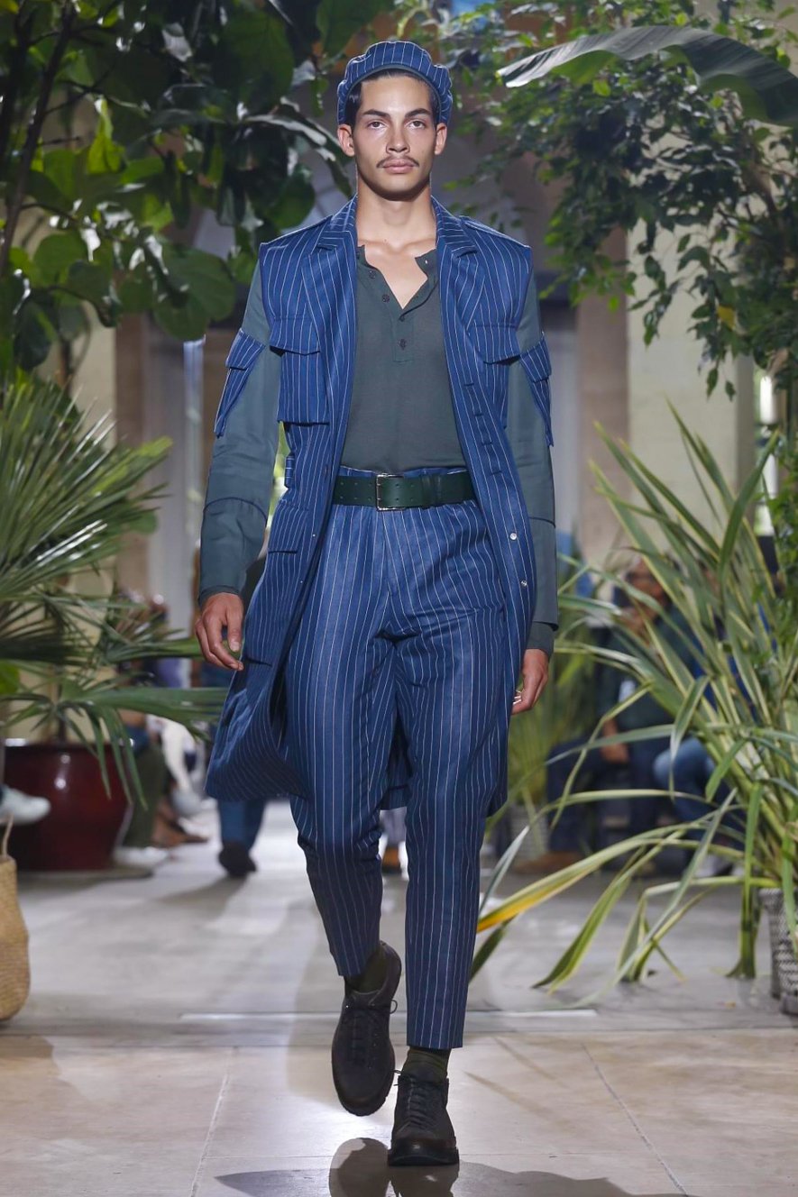 16SS UMIT BENAN ウミットベナン SERAFINA SHIRT プルオーバー バンドカラー ストライプ シャツ 44 ウミット ベナン(Umit Benan) 2016-17年秋冬 メンズコレクション