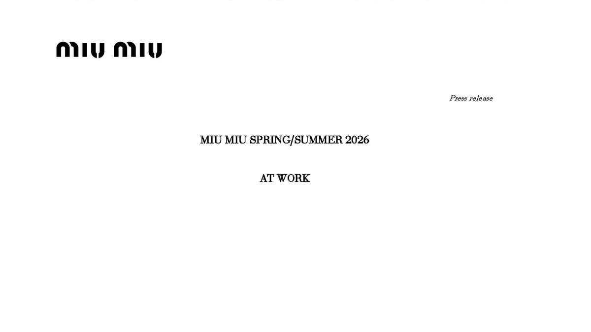 Press Release: Miu Miu S/S 26 | SHOWstudio