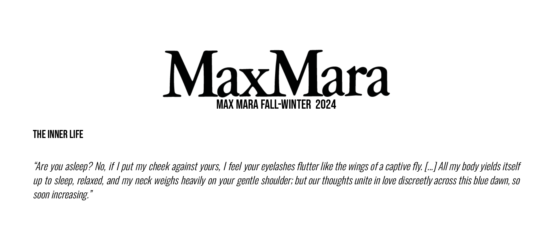 Press Release: Max Mara A/W 24 Womenswear | SHOWstudio